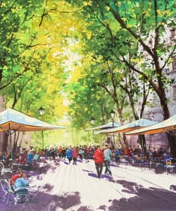 Gagos gallery Barcelona, La Rambla, acrylic on canvas