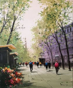 Gagos gallery Barcelona, La Rambla, acrylic on canvas