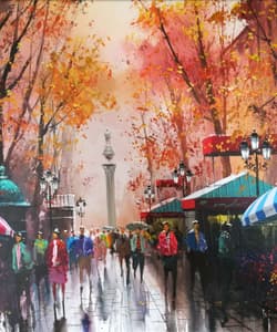 Gagos gallery Barcelona, La Rambla, acrylic on canvas