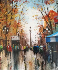 Gagos gallery Barcelona, La Rambla, acrylic on canvas