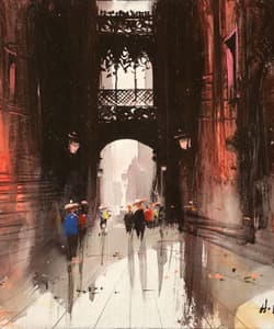 Gagos gallery Barcelona, Gothic Quarter, Bisbe Street, acrylic on canvas