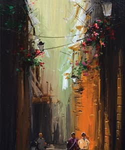 Gagos gallery Barcelona, City Scape, acrylic on canvas