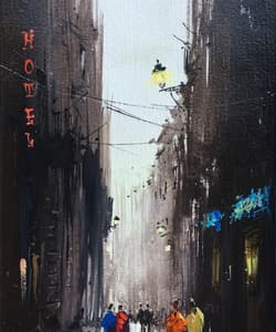 Gagos gallery Barcelona, City Scape, acrylic on canvas