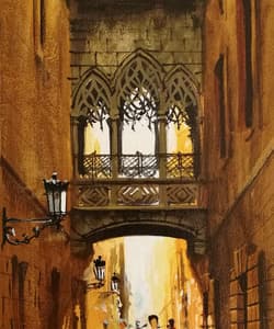 Gagos gallery Barcelona, Gothic Quarter, Bisbe Street, acrylic on canvas