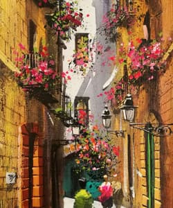 Gagos gallery Barcelona, City Scape, acrylic on canvas