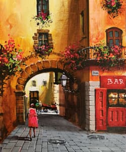 Gagos gallery Barcelona, Gothic Quarter, acrylic on canvas