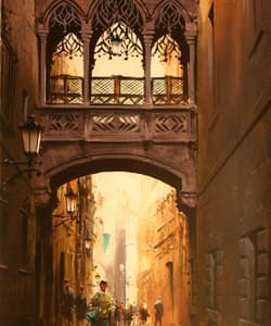 Gagos gallery Barcelona, Gothic Quarter, Bisbe Street, acrylic on canvas
