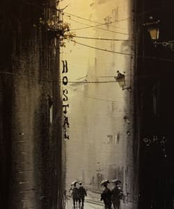 Gagos gallery Barcelona, City Scape, acrylic on canvas