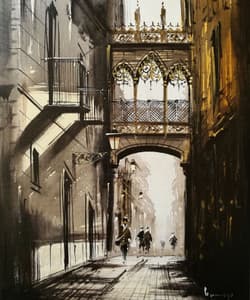 Gagos gallery Barcelona, Gothic Quarter, Bisbe Street, acrylic on canvas