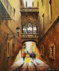 Gagos gallery Barcelona, Gothic Quarter, acrylic on canvas