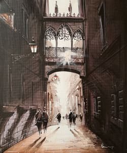 Gagos gallery Barcelona, Gothic Quarter, Bisbe Street, acrylic on canvas
