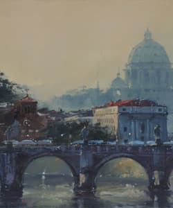 Gagos gallery Florence, CityScape, acrylic on canvas