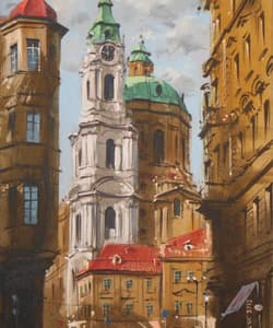 Gagos gallery Prague, CityScape, acrylic on canvas