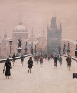 Gagos gallery Prague, CityScape, acrylic on canvas