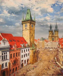 Gagos gallery Prague, CityScape, acrylic on canvas