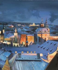 Gagos gallery Prague, CityScape, acrylic on canvas