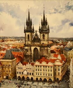 Gagos gallery Prague, CityScape, acrylic on canvas