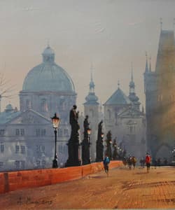 Gagos gallery Prague, CityScape, acrylic on canvas