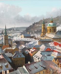Gagos gallery Prague, CityScape, acrylic on canvas