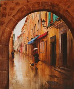 Gagos gallery Saint-Tropez, CityScape, acrylic on canvas