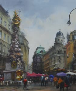 Gagos gallery Vienna, CityScape, acrylic on canvas