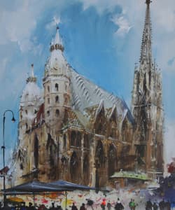 Gagos gallery Vienna, CityScape, acrylic on canvas